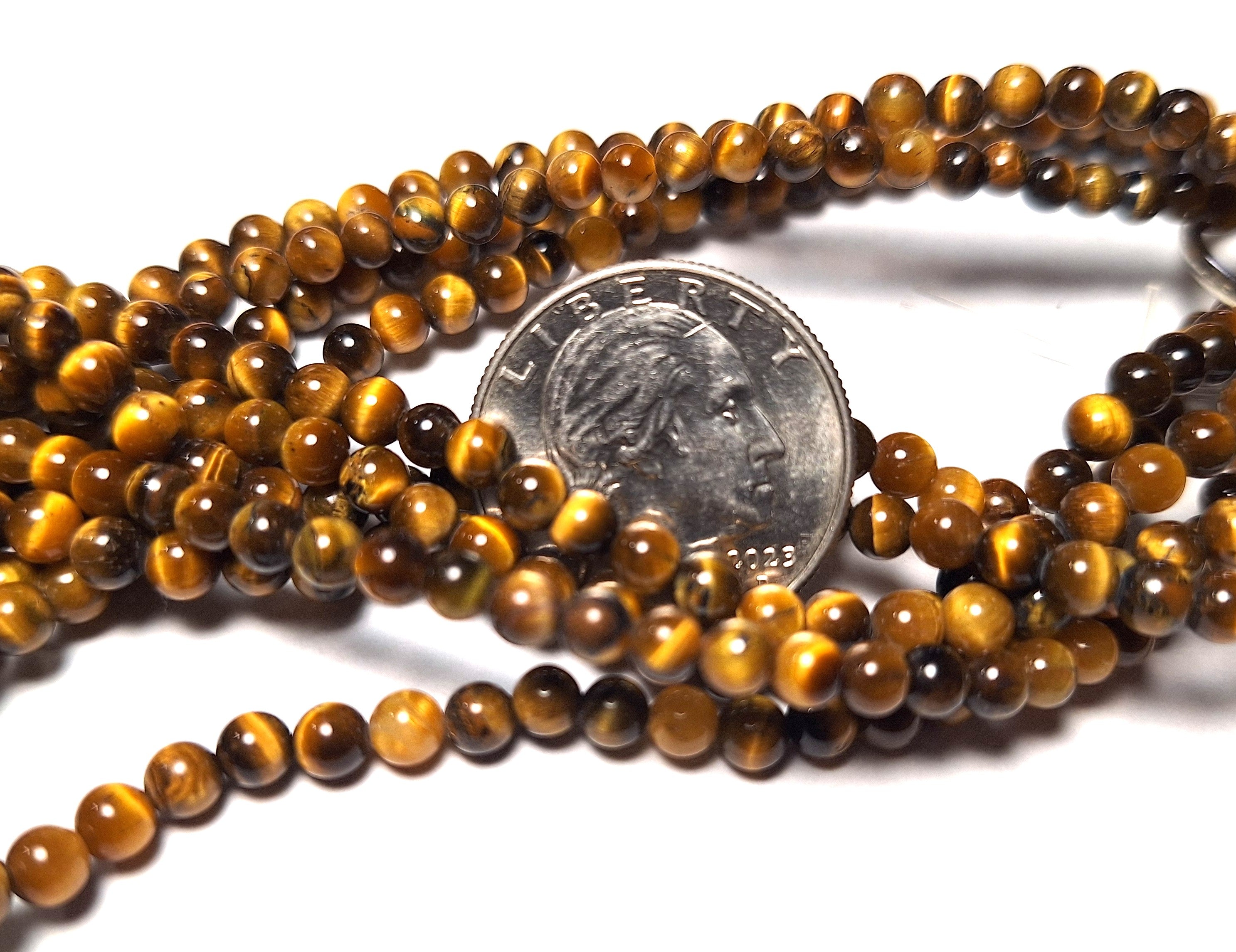 4mm Tiger's Eye Round Gemstone Beads 16-Inch Strand