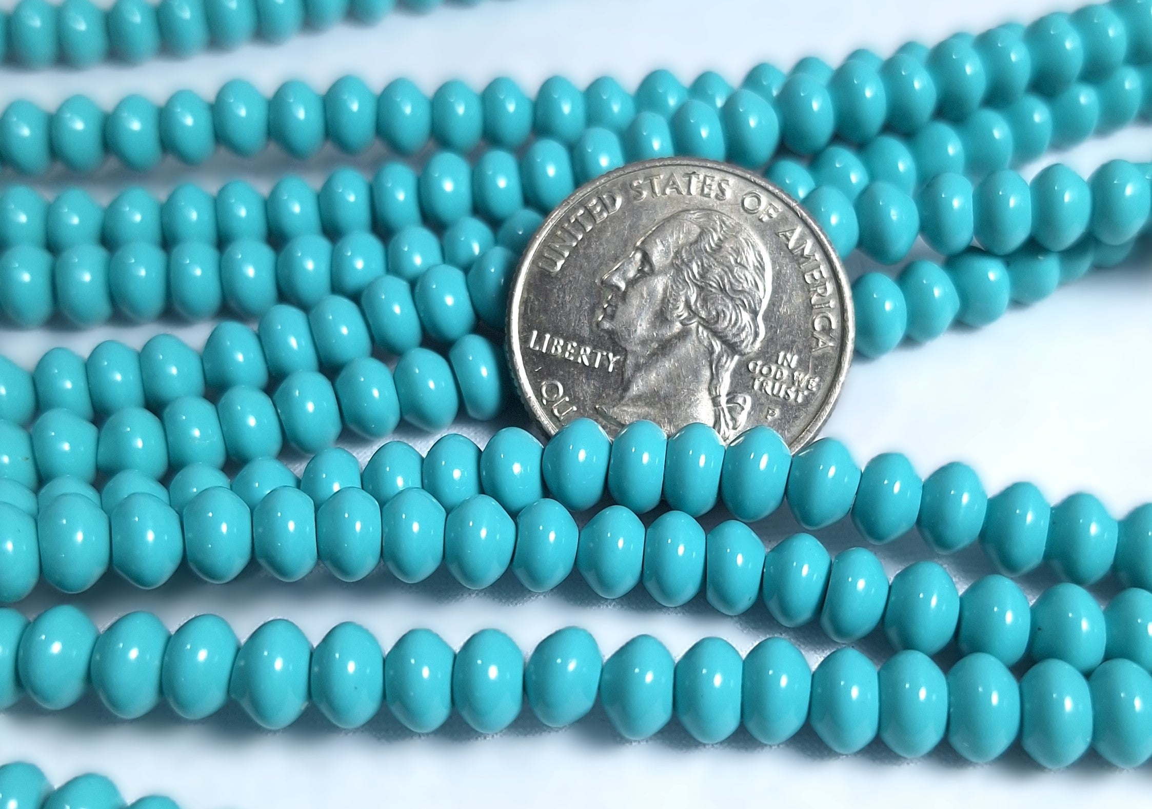 6x4mm Turquoise Dyed Howlite Rondelle Gemstone Beads 16-Inch Strand