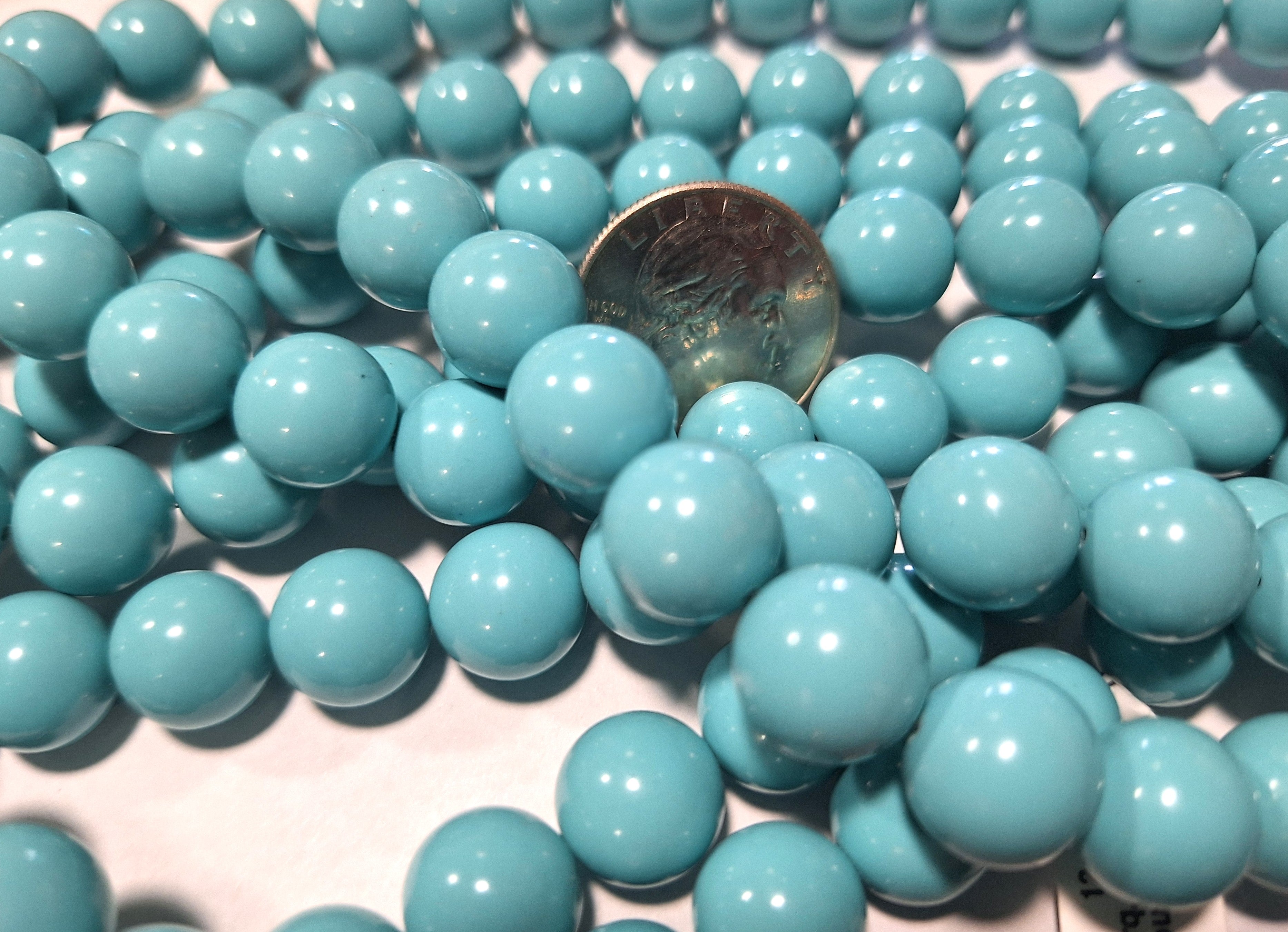 12mm Imitation Turquoise Resin Beads 16-Inch Strand