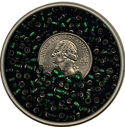 6/0 Green Emerald Transparent Silver-Lined Toho Round Seed Beads 25g