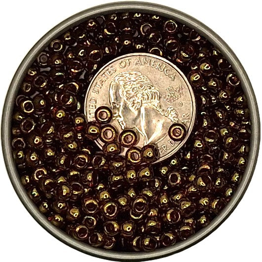 6/0 Pink Transparent Gold Luster Toho Round Seed Beads 25g