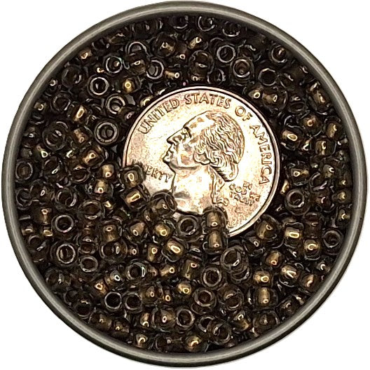 6/0 Black Diamond Transparent Gold Lined Toho Round Seed Beads 25g