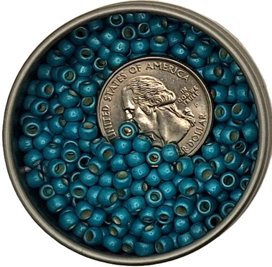 6/0 PermaFinish Galvanized Teal Matte Toho Round Seed Beads 25g
