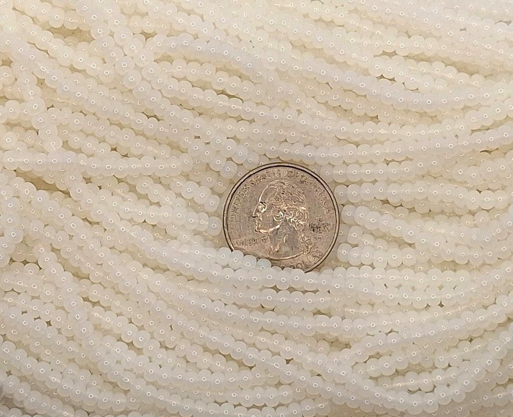 6/0 Alabaster Opal White Czech Glass Seed Beads Four Strands