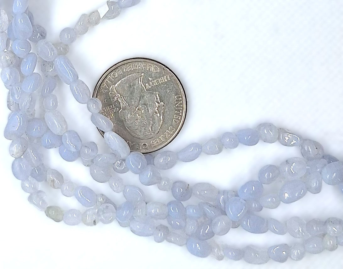 5x3mm Blue Lace Agate Pebble Nugget Gemstone Beads 8-Inch Strand