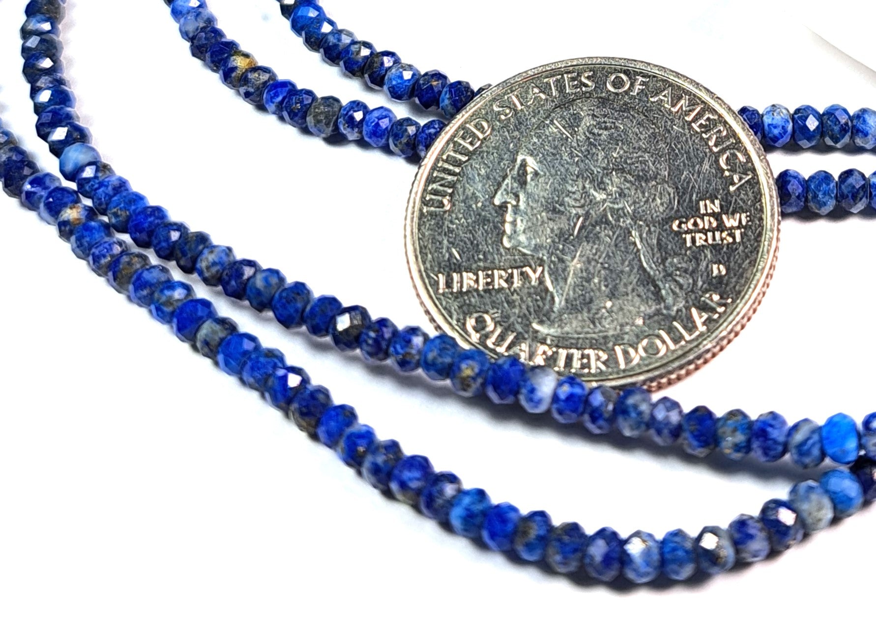 3x2mm Lapis Faceted Rondelle Gemstone Beads 8-Inch Strand