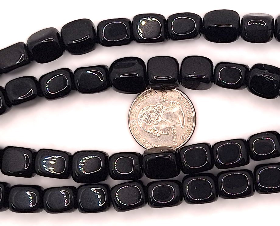 13x10mm Black Onyx Nugget Gemstone Beads 8-Inch Strand