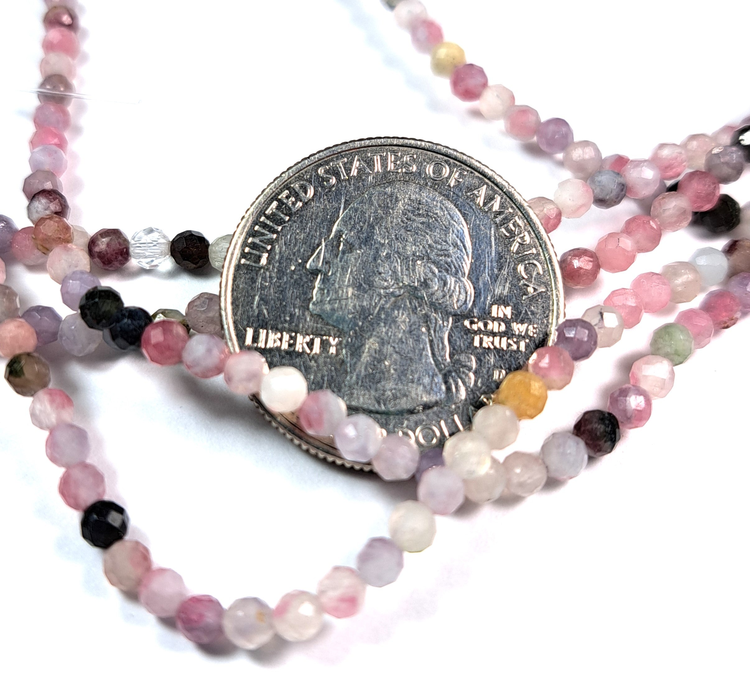 3mm Pink Tourmaline Faceted Round Gemstone Beads 8-Inch Strand