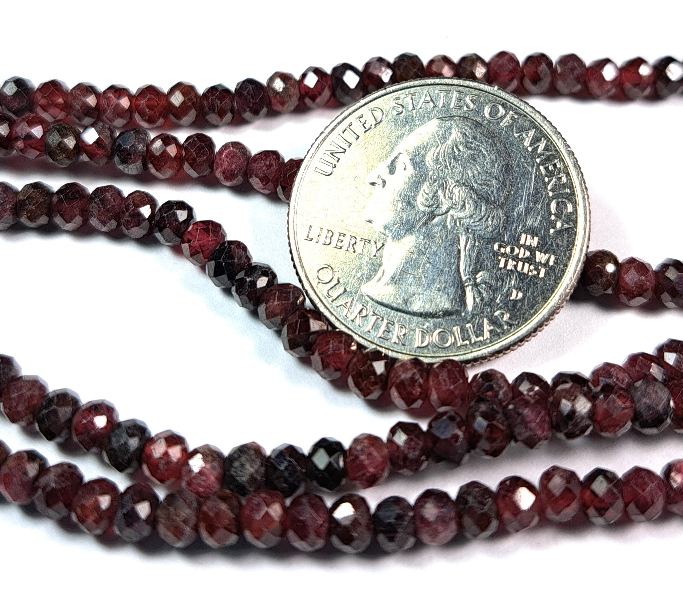 4x3mm Red Garnet Faceted Rondelle Gemstone Beads 8-Inch Strand