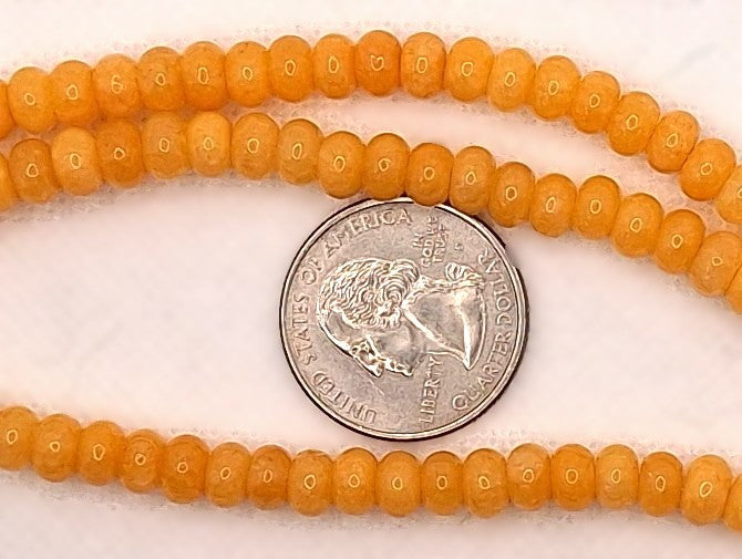 6x4mm Yellow Candy Jade Dyed Rondelle Gemstone Beads 8-Inch Strand