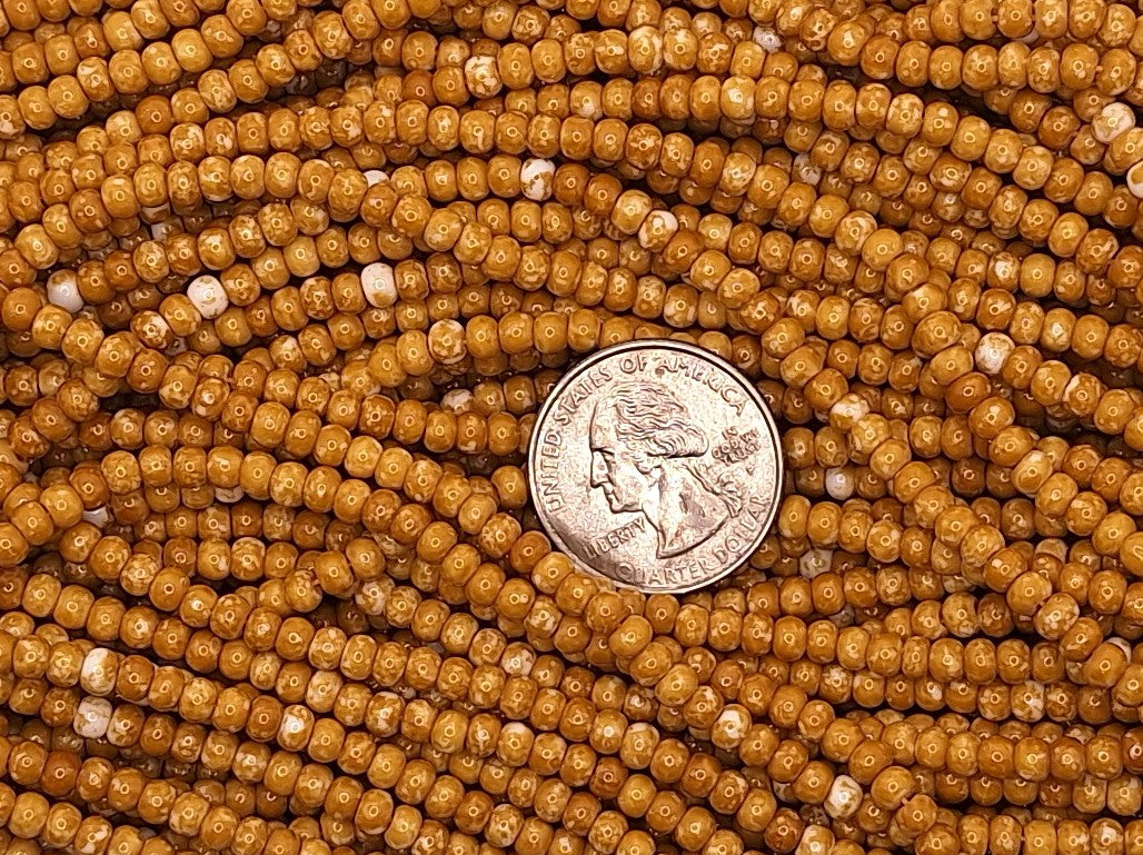 6/0 Butter Pecan Travertine Czech Glass Seed Beads Two Strands
