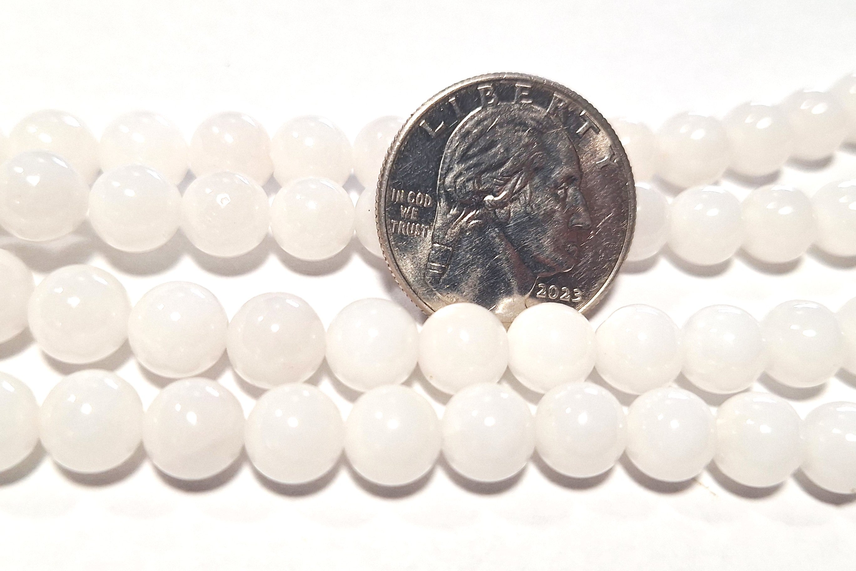 8mm White Quartz Round Gemstone Beads 16-Inch Strand