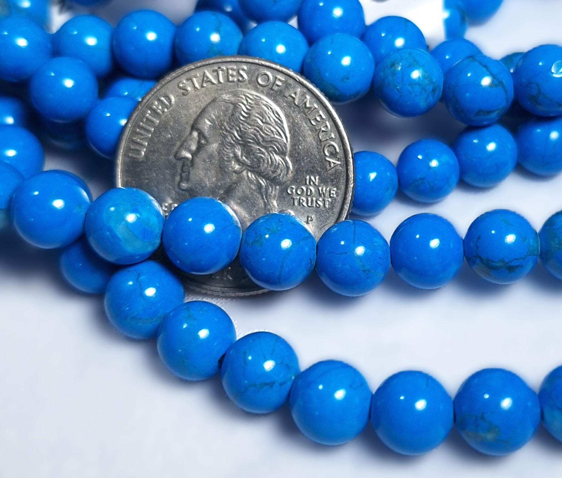 7mm Deep Sky Blue Dyed Howlite Gemstone Beads 16-Inch Strand
