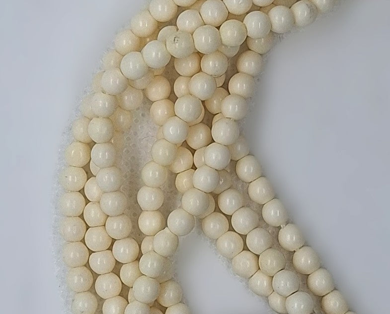 4mm White Bone Round Beads 16-Inch Strand