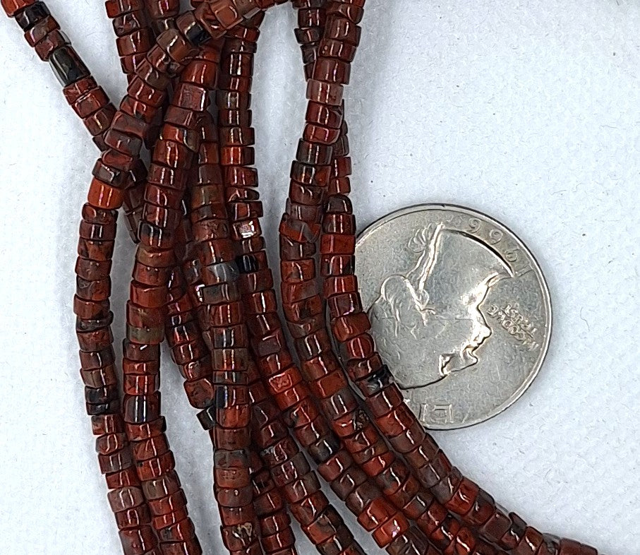 4x2mm Brecciated Jasper Heishi Button Gemstone Beads 16-Inch Strand