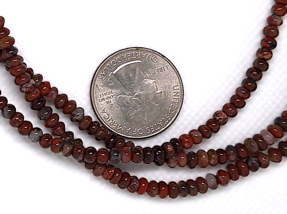 4x3mm Brecciated Jasper Rondelle Gemstone Beads 16-inch Strand
