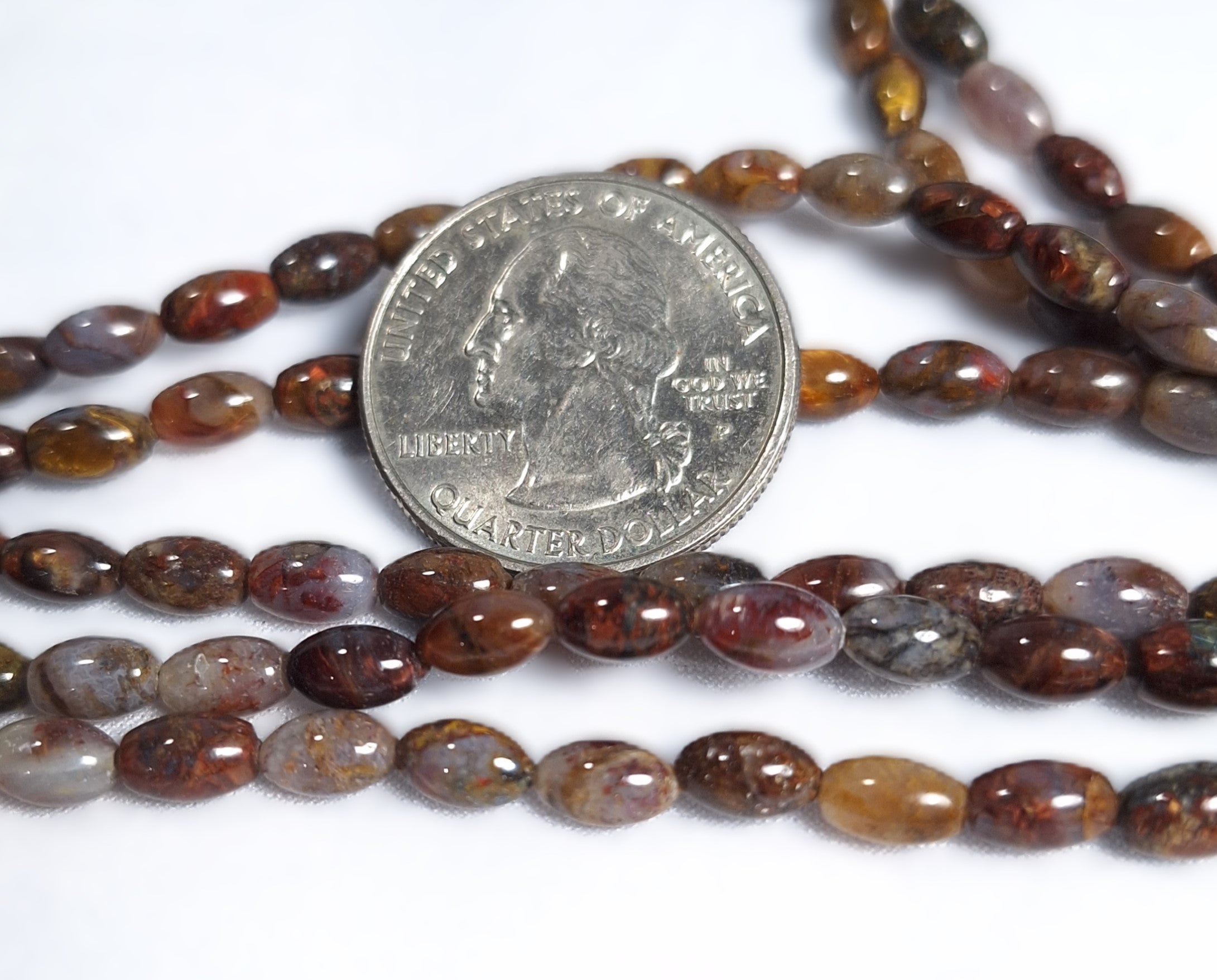 7x5mm Natural Brown Pietersite Rice Gemstone Beads 16-Inch Strand