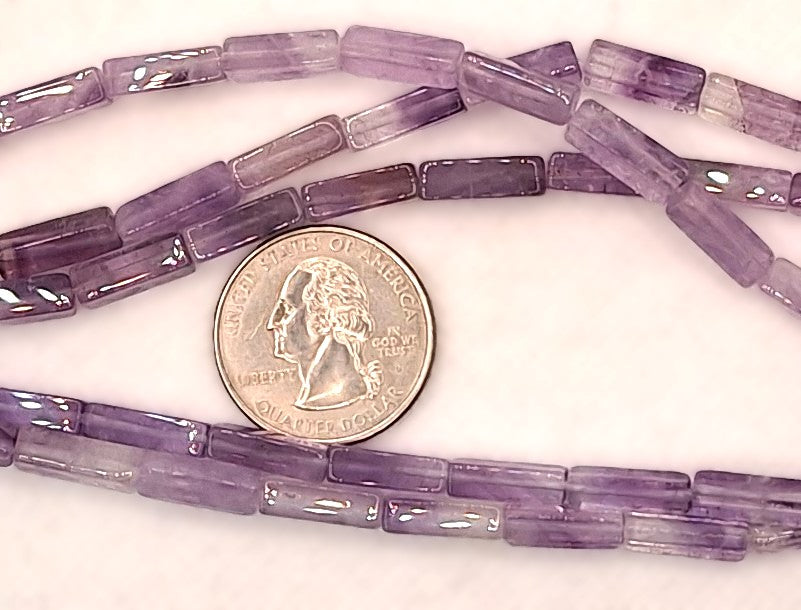 13x4mm Cape Amethyst Square Cylinder Gemstone Beads 8-Inch Strand