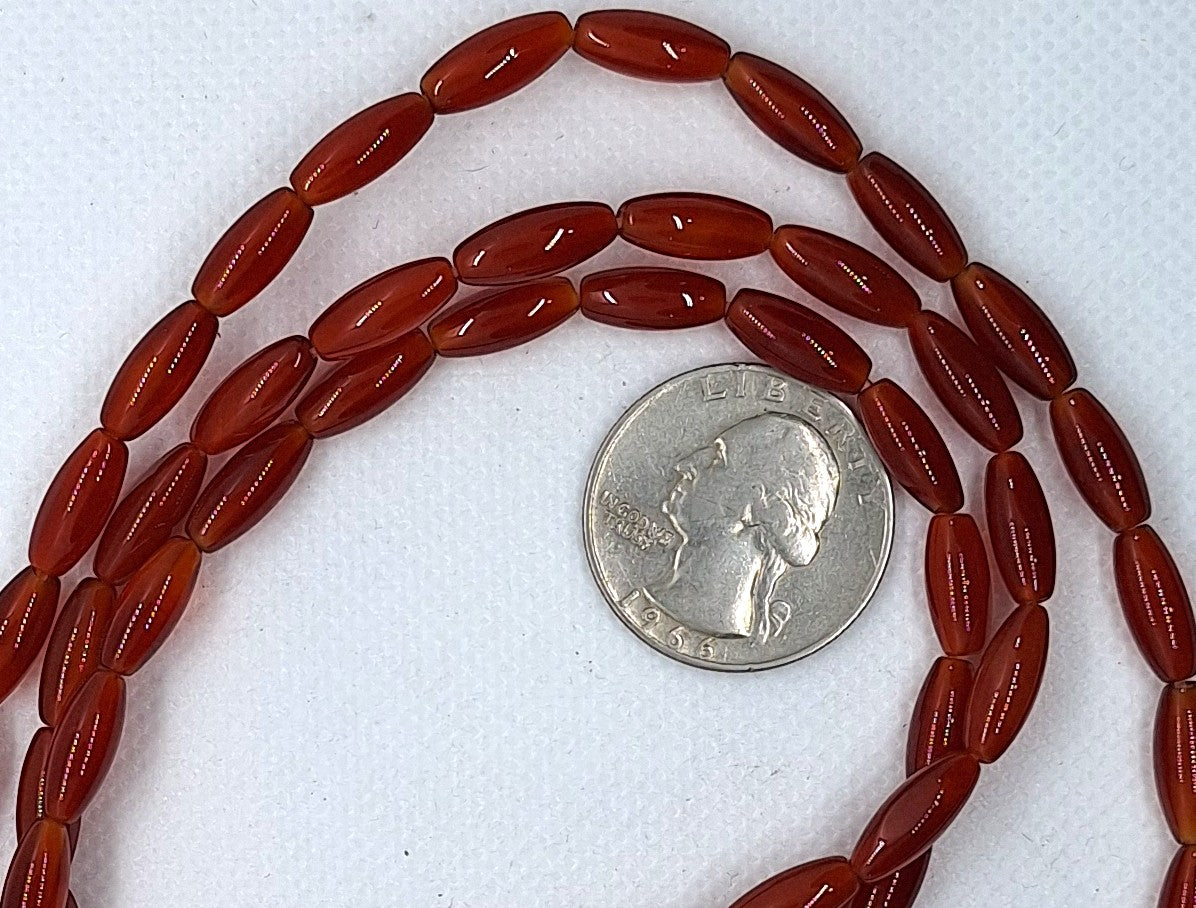 12x5mm Carnelian Dark Rice Gemstone Beads 16-Inch Strand