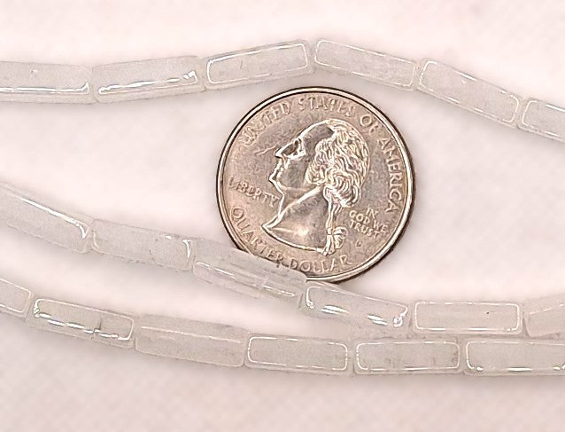 13x4mm Crystal Quartz Square Cylinder Gemstone Beads 8-Inch Strand
