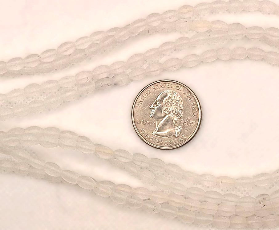 6x4mm Crystal Quartz Frosted Rice Gemstone Beads 16-inch Strand