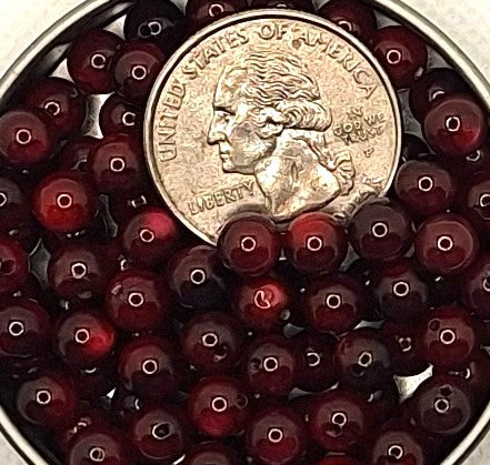 6mm Wine Red Dobu Shell Round Beads 18ct