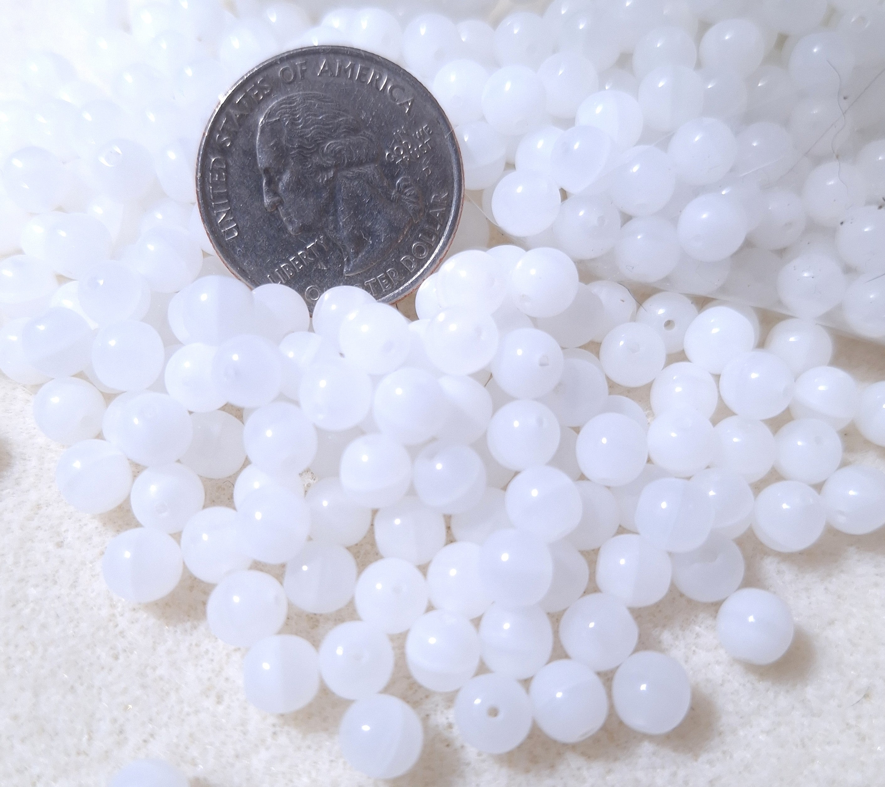 6mm Alabaster Smooth Round Druk Glass Beads 100ct