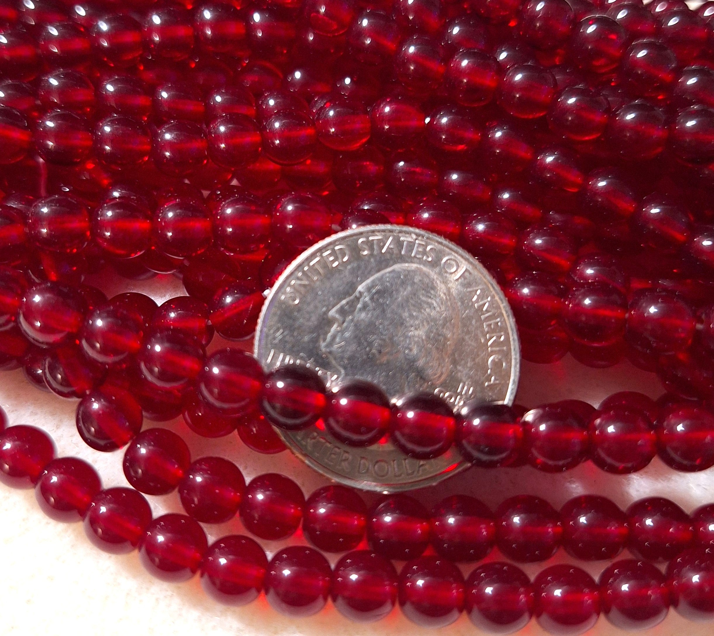 6mm Chocolate Garnet Smooth Round Druk Glass Beads 100ct
