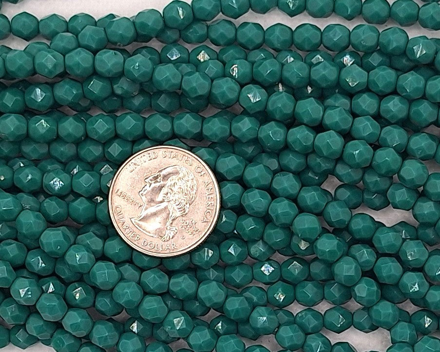 6mm Persian Turquoise Opaque Fire-Polished Faceted Round Beads 25ct