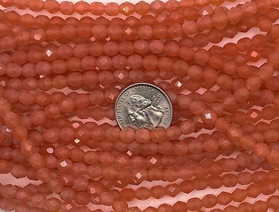 6mm Milky Pink Transparent Fire-Polished Faceted Round Beads 25ct