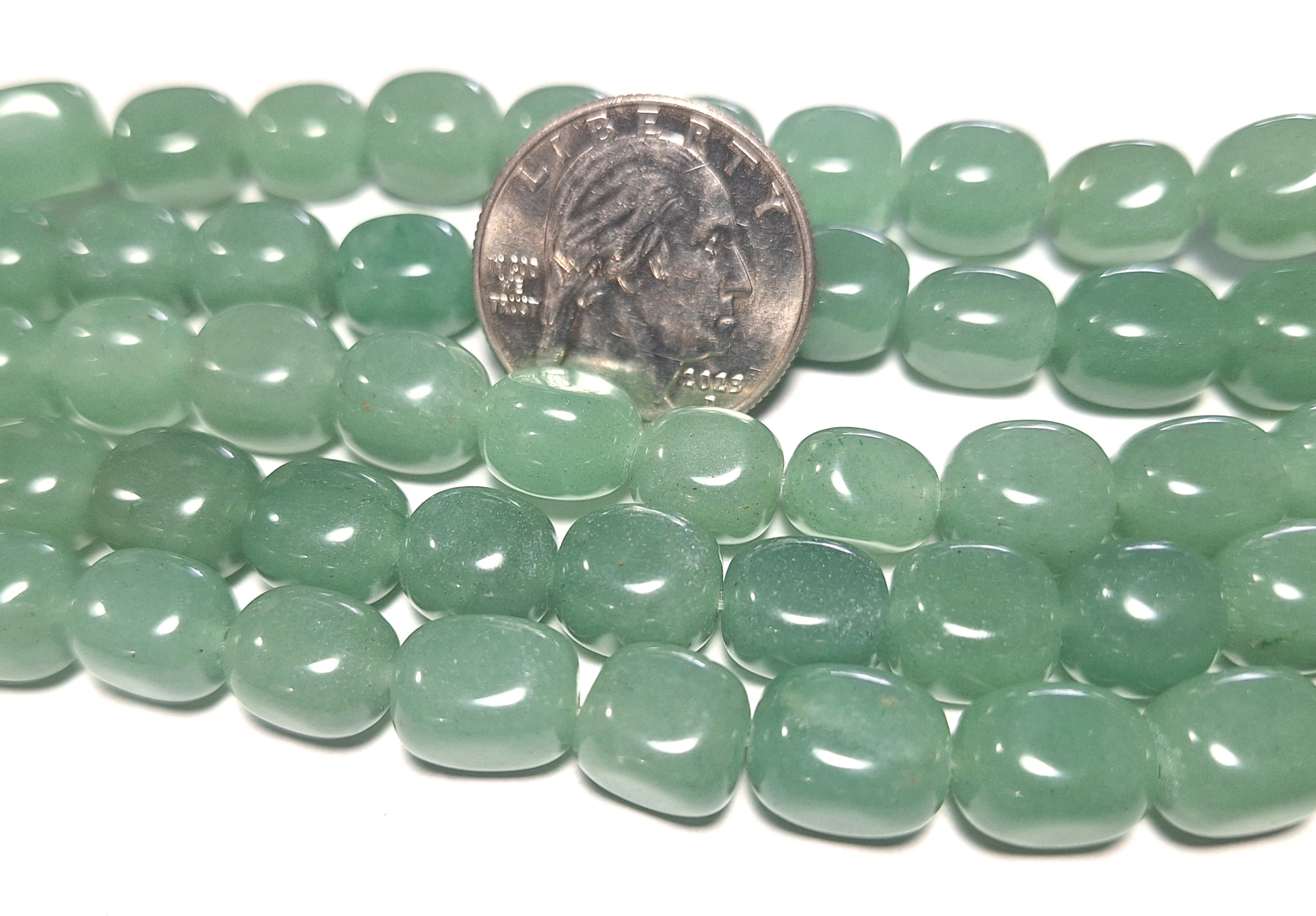 9x10mm Green Aventurine Nugget Gemstone Beads 16-Inch Strand