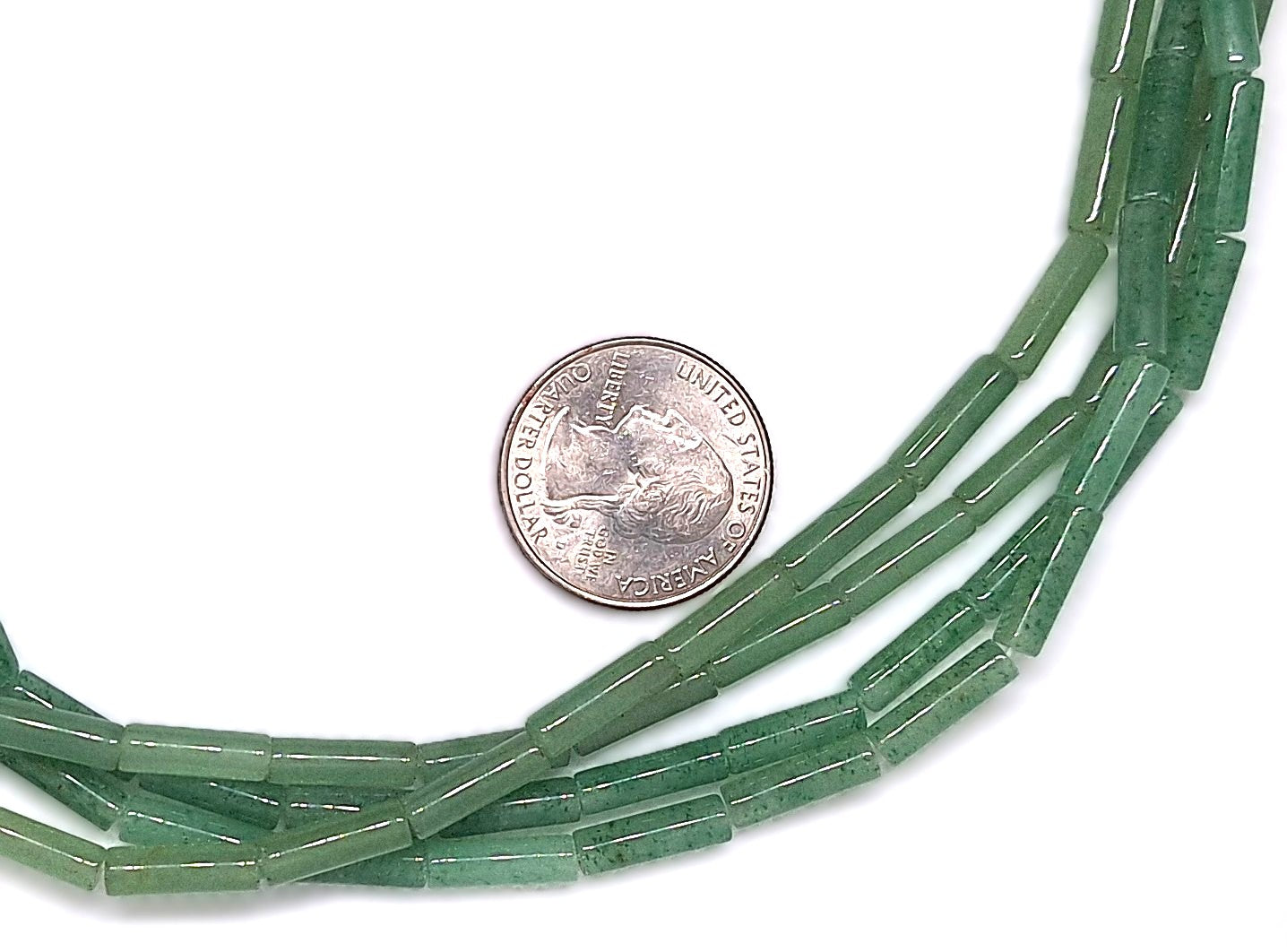 13x4mm Green Aventurine Cylinder Tube Gemstone Beads 16-inch Strand