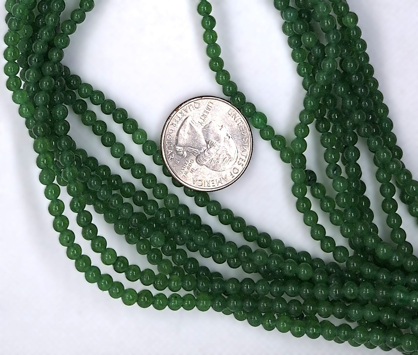 4mm Green Jade Round Gemstone Beads 16-Inch Strand