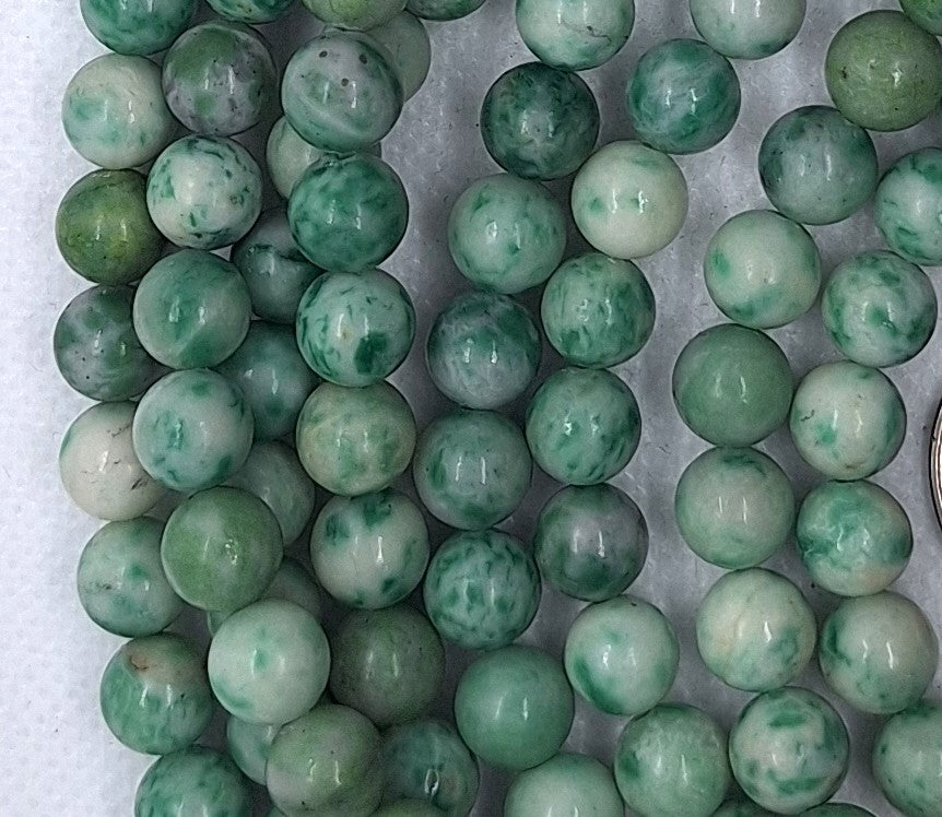 8mm Tree Agate Green Spot Jasper Round Gemstone Beads 16-Inch Strand