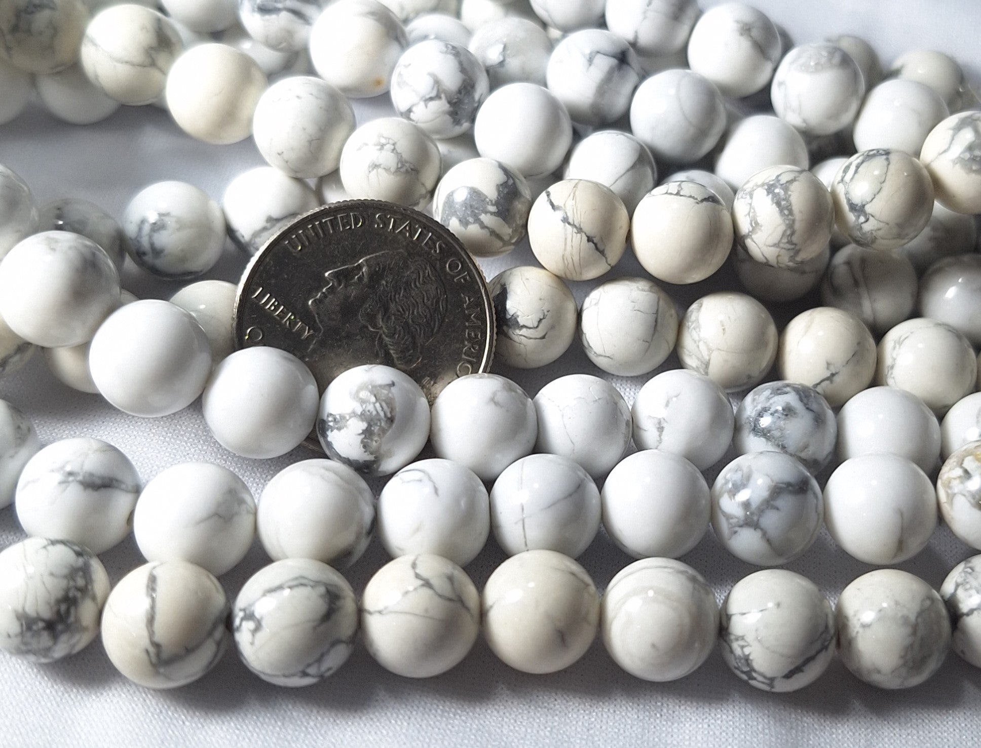 10mm Howlite White Round Gemstone Beads 16-Inch Strand
