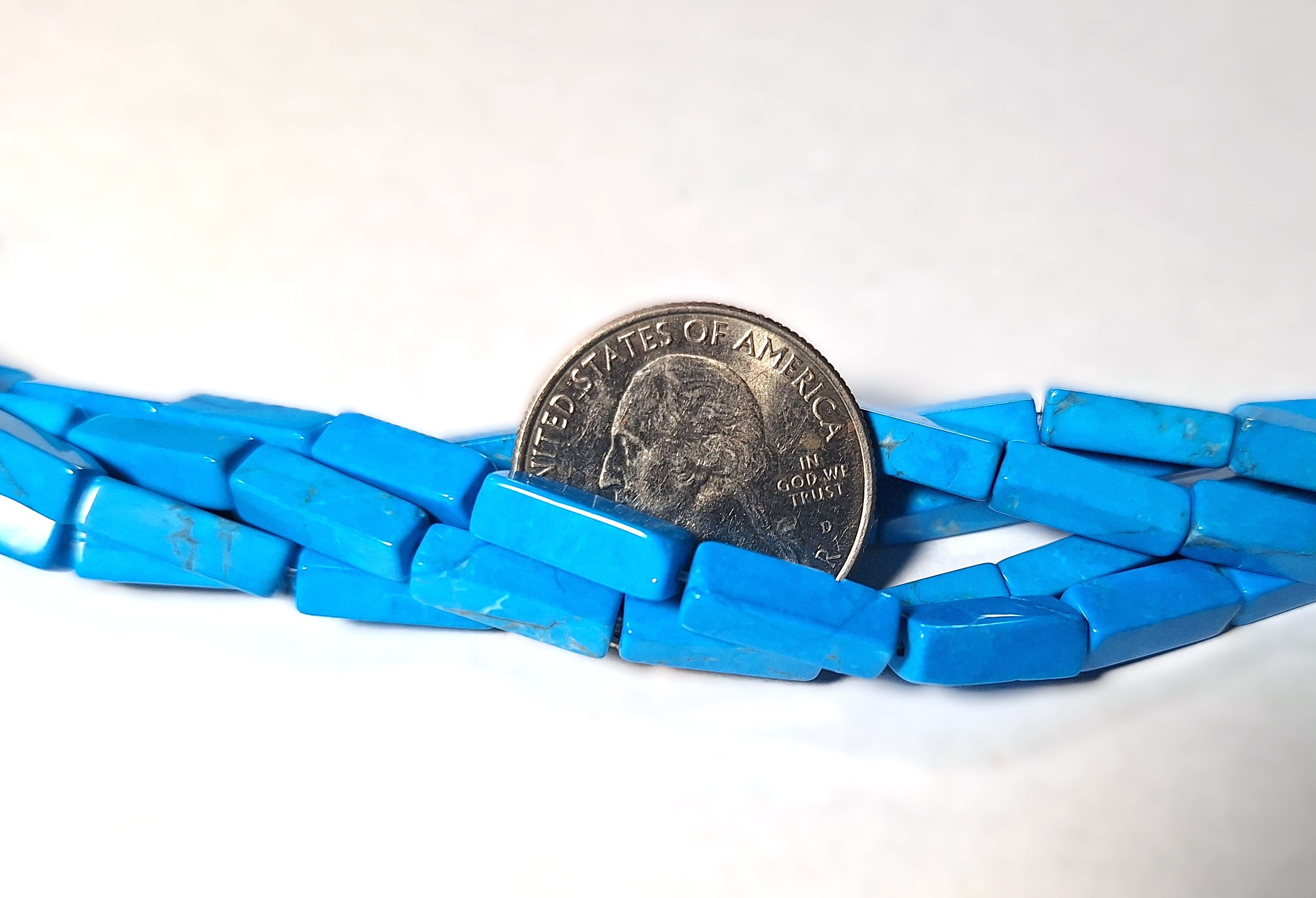 13x4mm Turquoise Blue Dyed Howlite Square Tube Gemstone Beads 16-Inch Strand