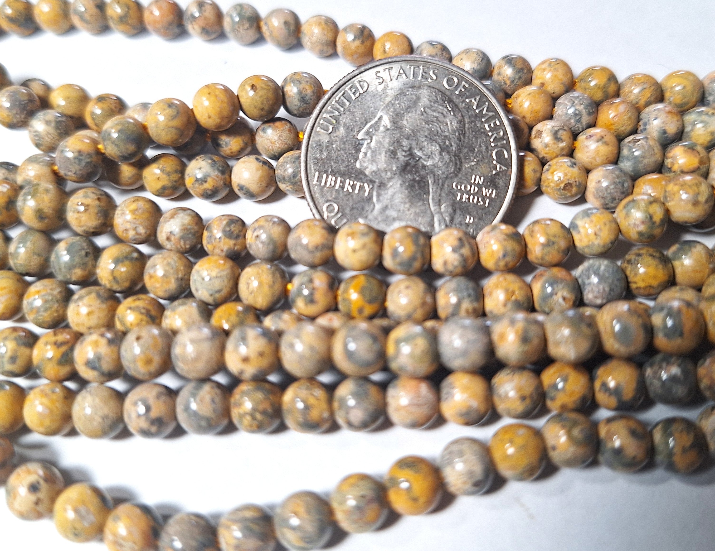 5mm Leopard Skin Jasper Round Gemstone Beads 16-Inch Strand