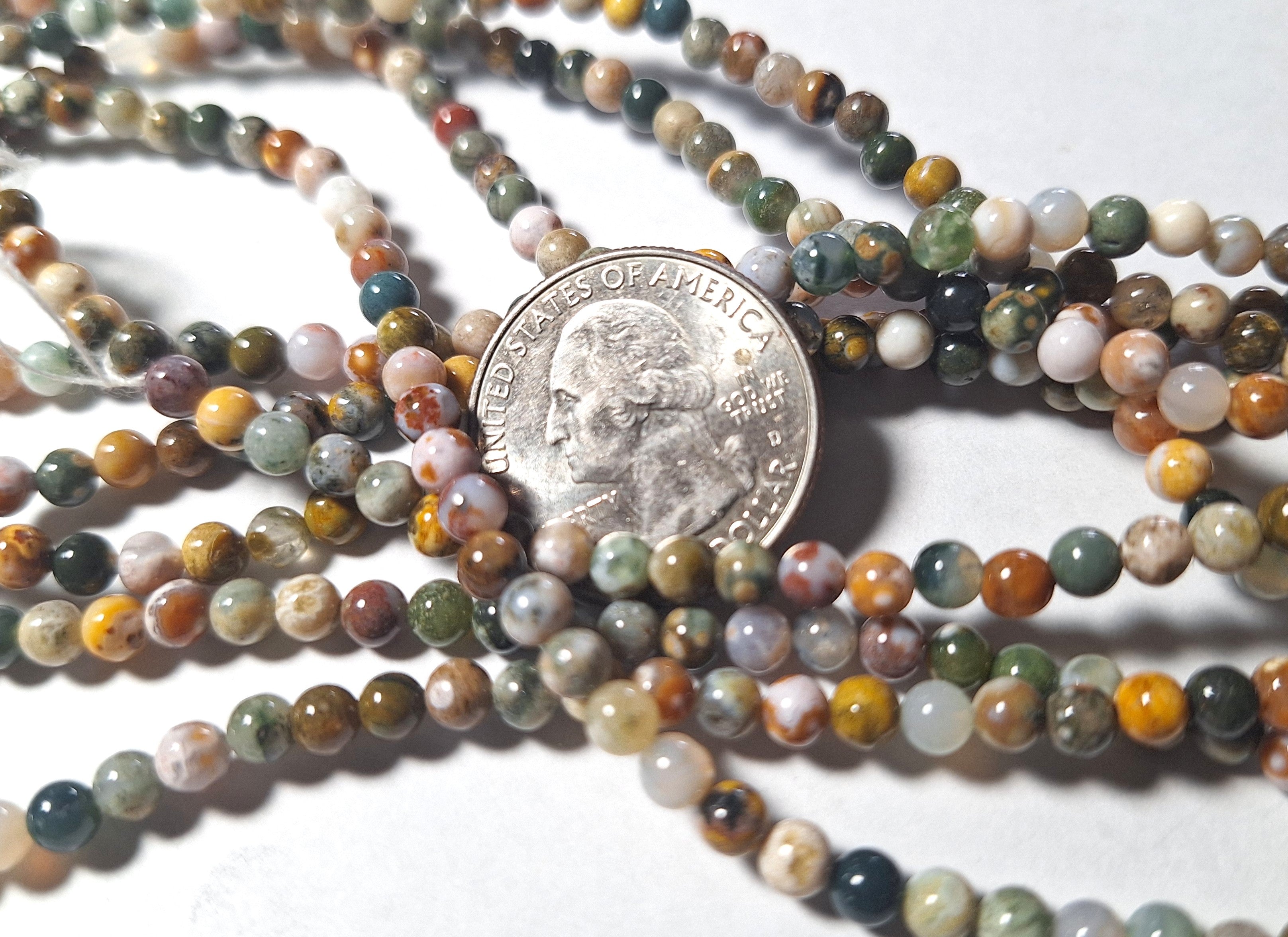 4mm Ocean Jasper Round Gemstone Beads 16-Inch Strand