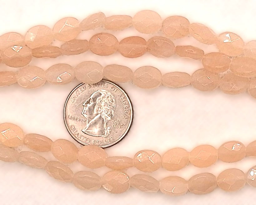 10x8mm Peach Aventurine Faceted Oval Gemstone Beads 8-Inch Strand