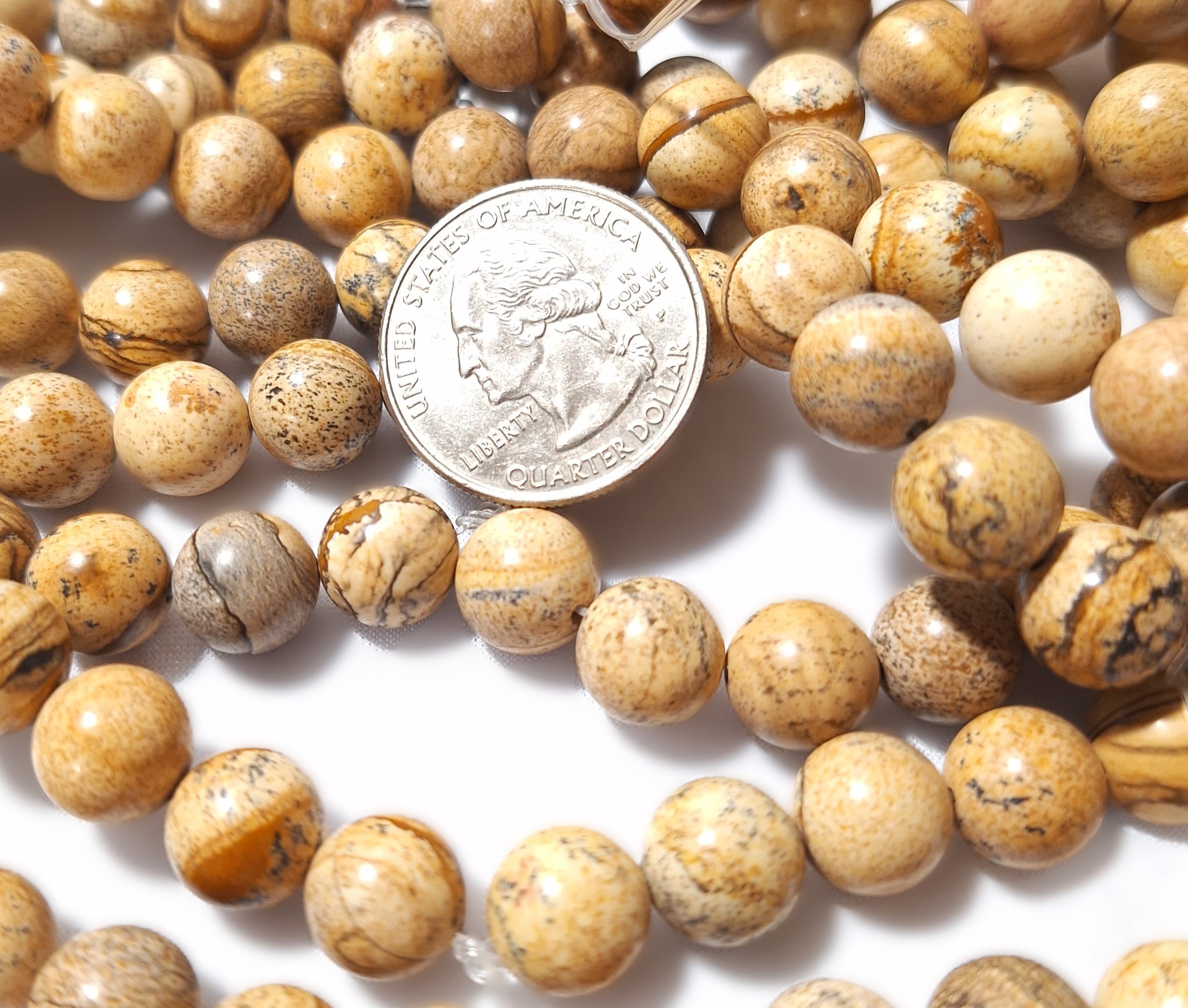 8mm Picture Jasper Round Gemstone Beads 16-Inch Strand