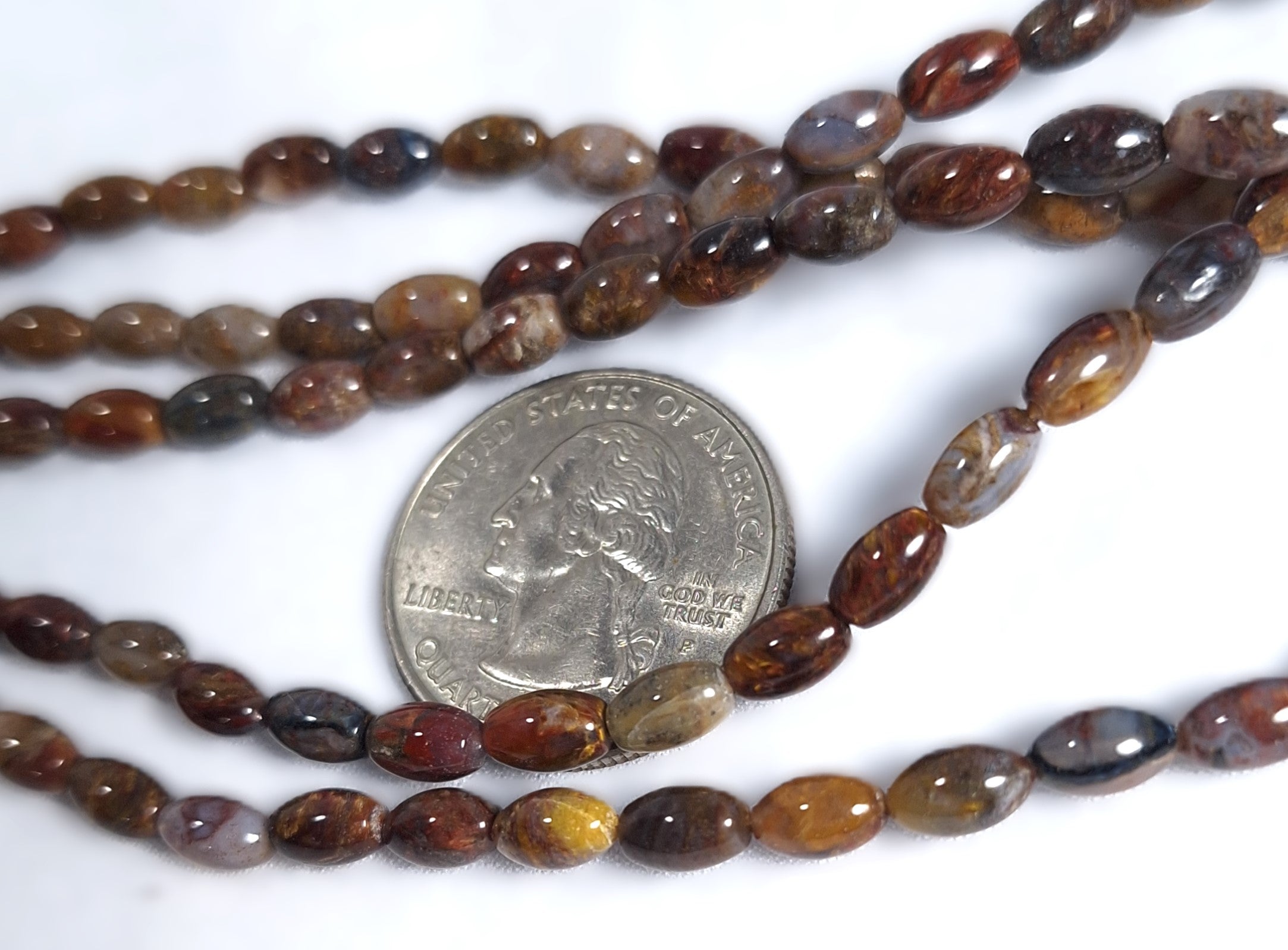 7x5mm Natural Brown Pietersite Rice Gemstone Beads 16-Inch Strand