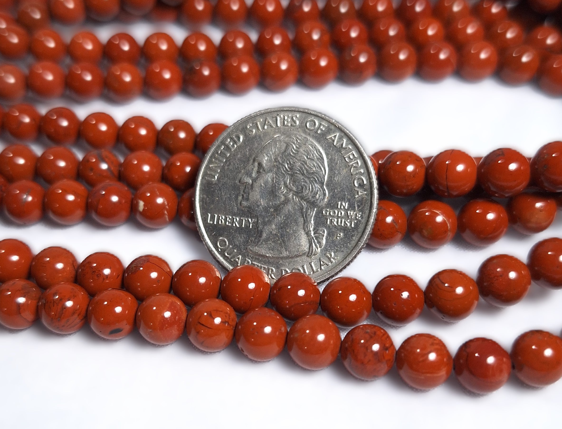 6mm Red Jasper Grade A Round Gemstone Beads 16-Inch Strand