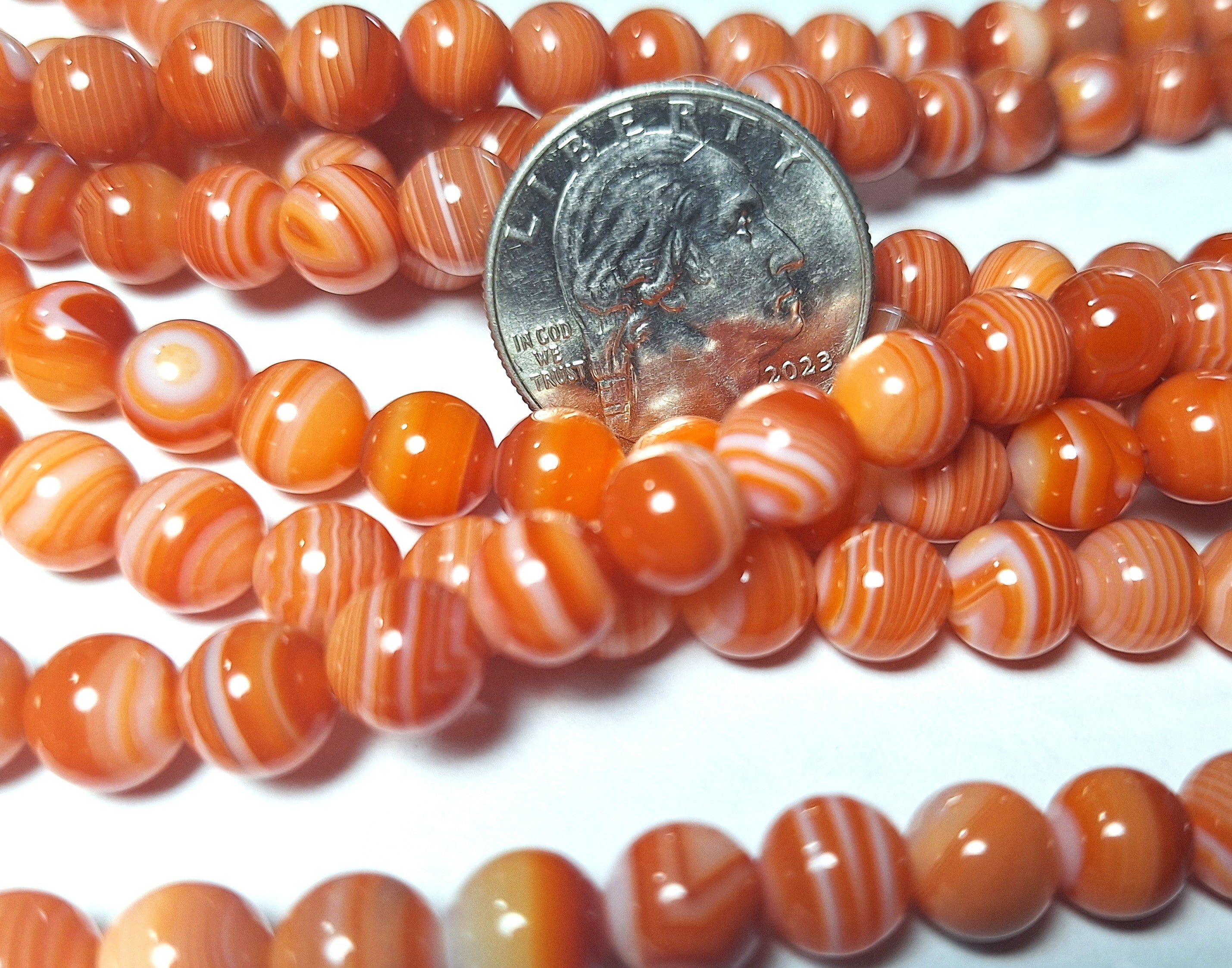 8mm Red Sardonyx Round Gemstone Beads 16-Inch Strand
