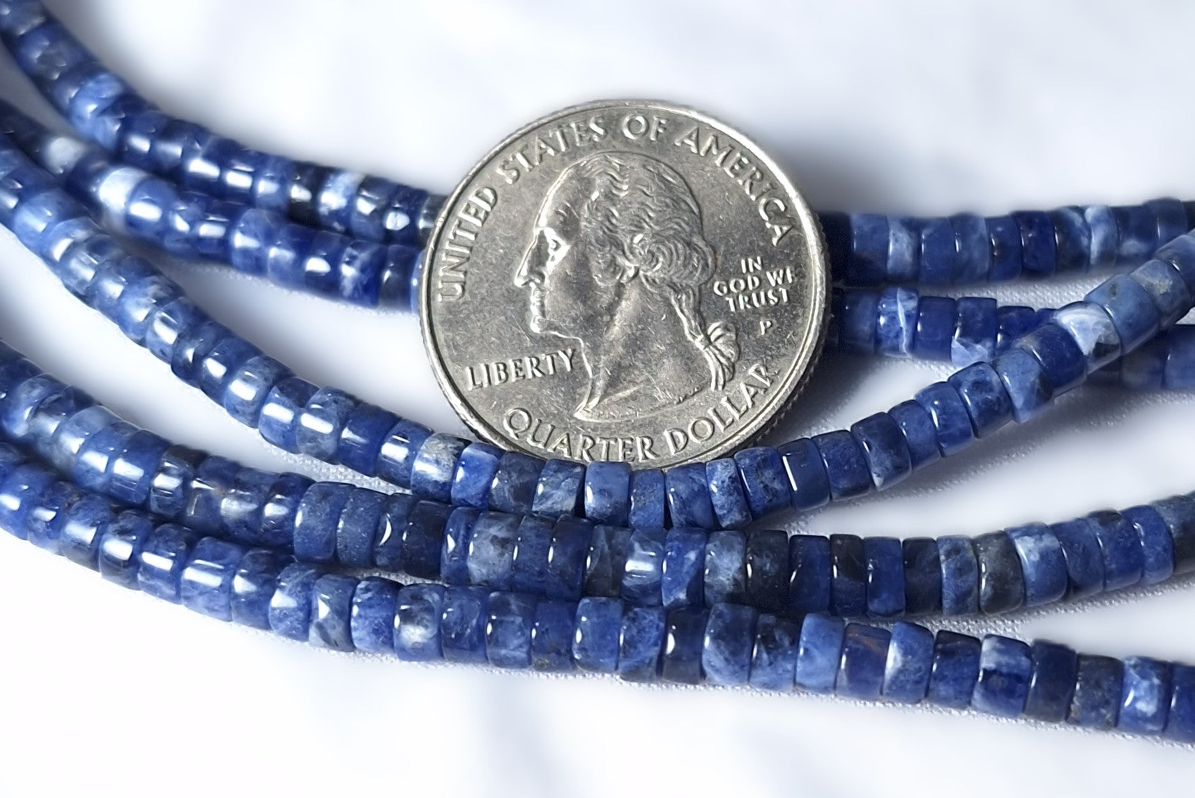 4x2mm Sodalite Heishi Button Gemstone Beads 16-Inch Strand