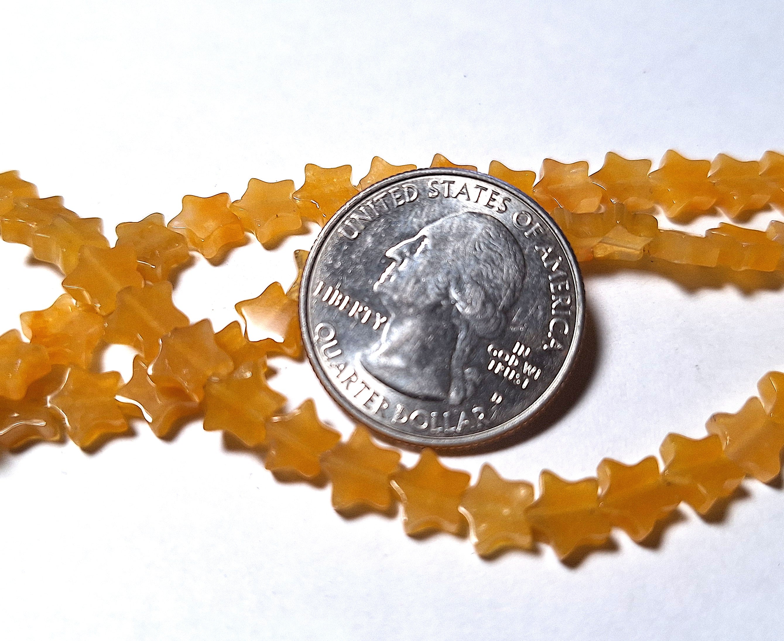 6mm Yellow Jade Dyed Flat Star Gemstone Beads 16-Inch Strand