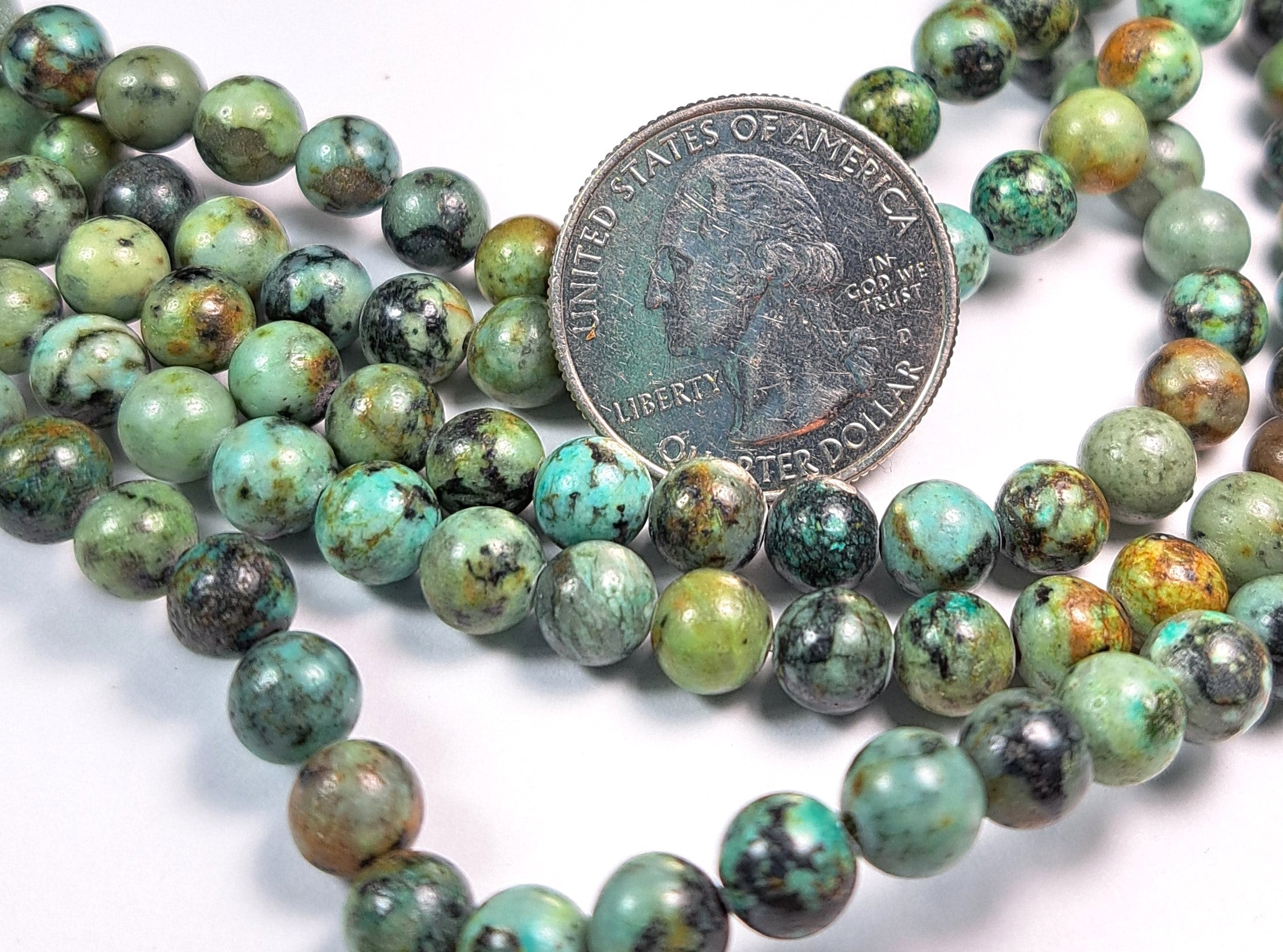 6mm African Turquoise Round Gemstone Beads 8-Inch Strand