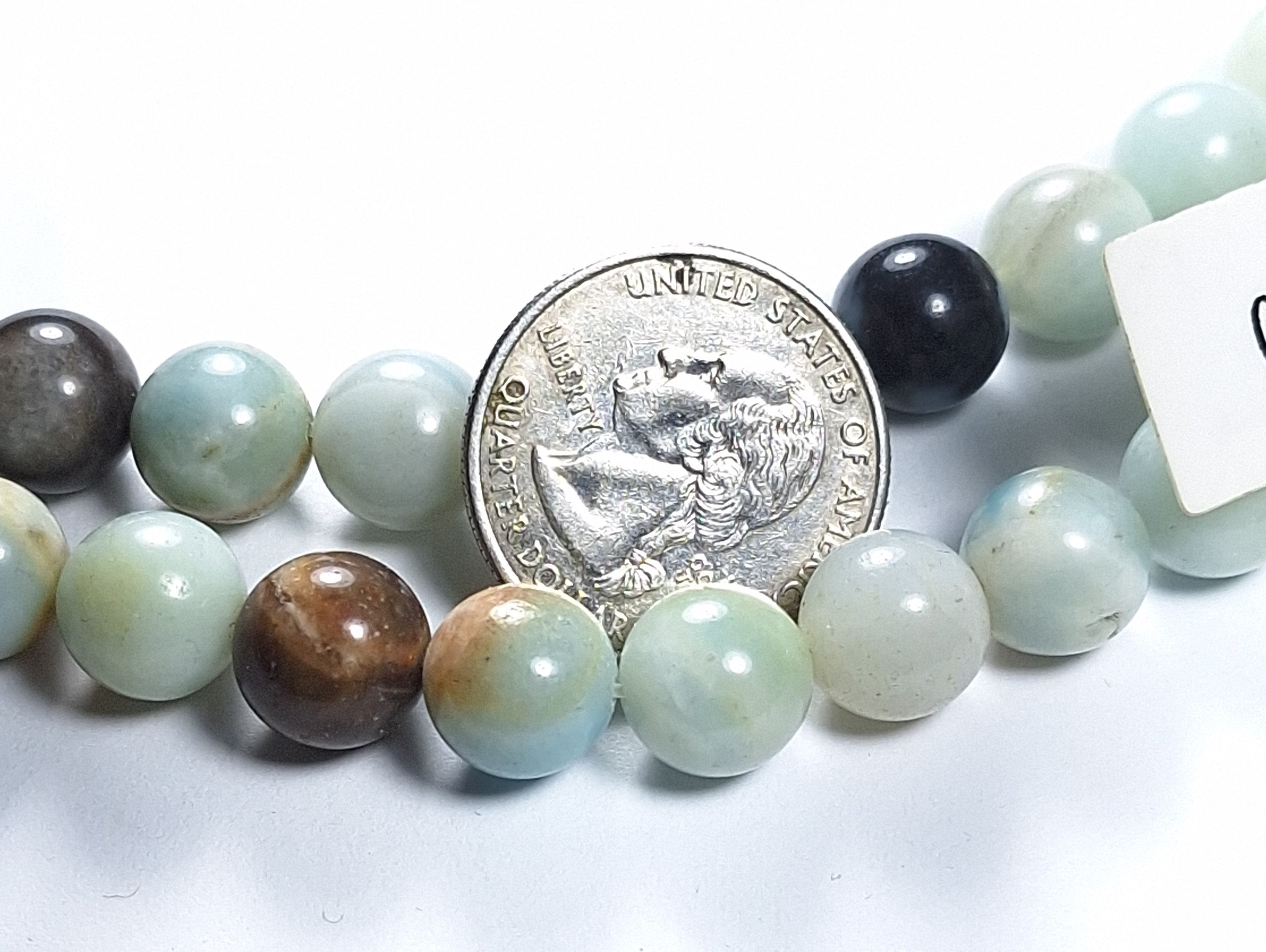 10mm Amazonite Multicolor Round Gemstone Beads 8-Inch Strand