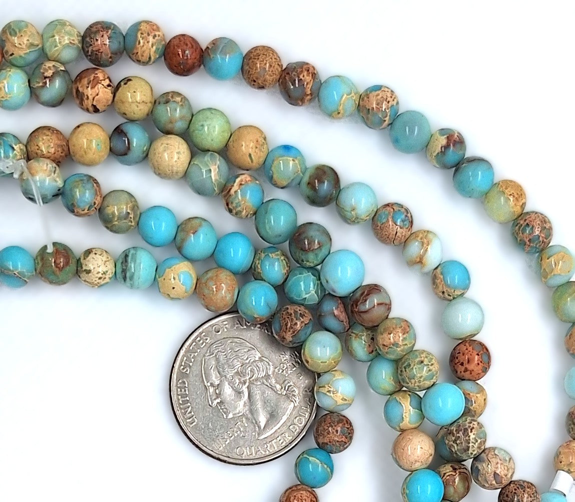 6mm Aqua Terra Jasper Round Gemstone Beads 8-Inch Strand