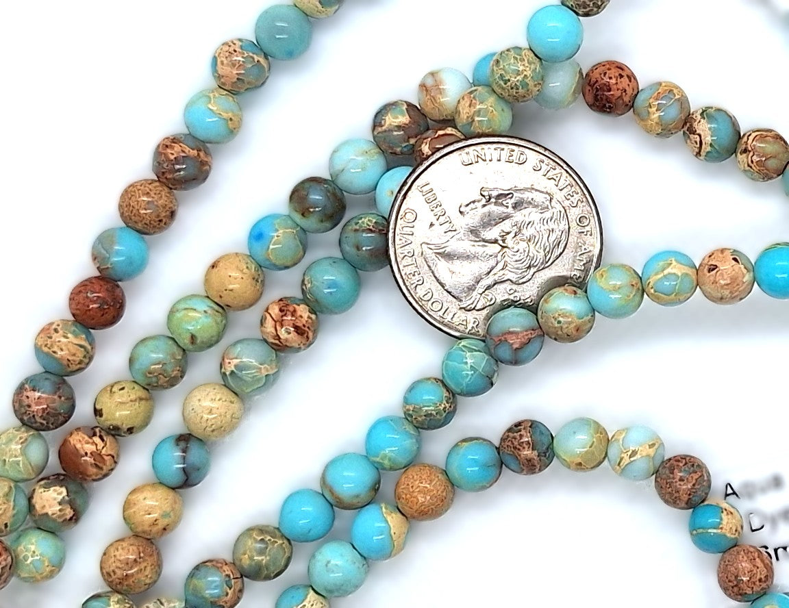 6mm Aqua Terra Jasper Round Gemstone Beads 8-Inch Strand