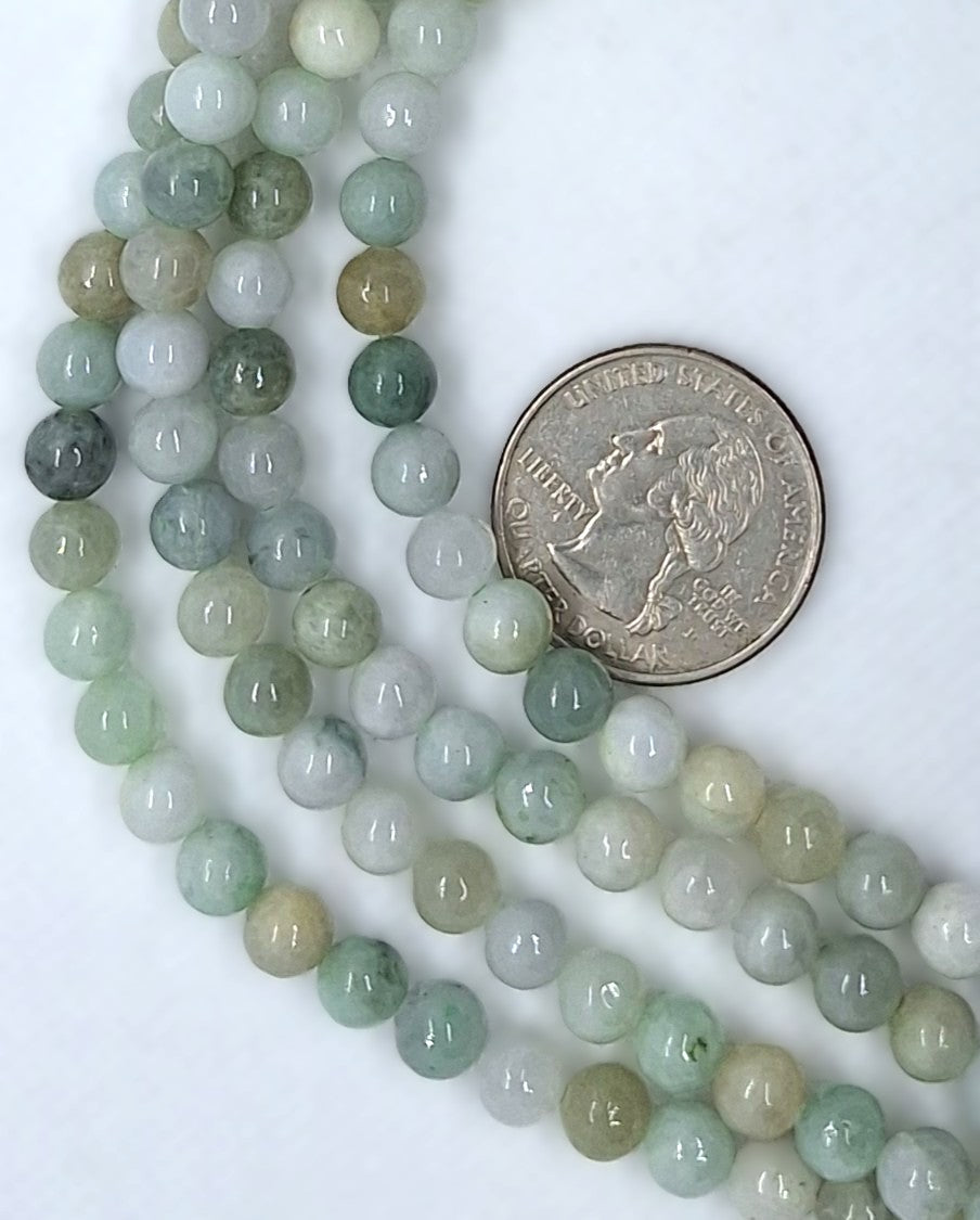 6mm Burma Jade Round Gemstone Beads 8-Inch Strand